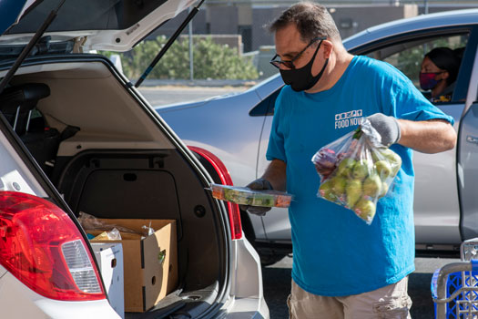 Food Now DHS Volunteer - Man Delivering COVID Safe Fruits and Veggies